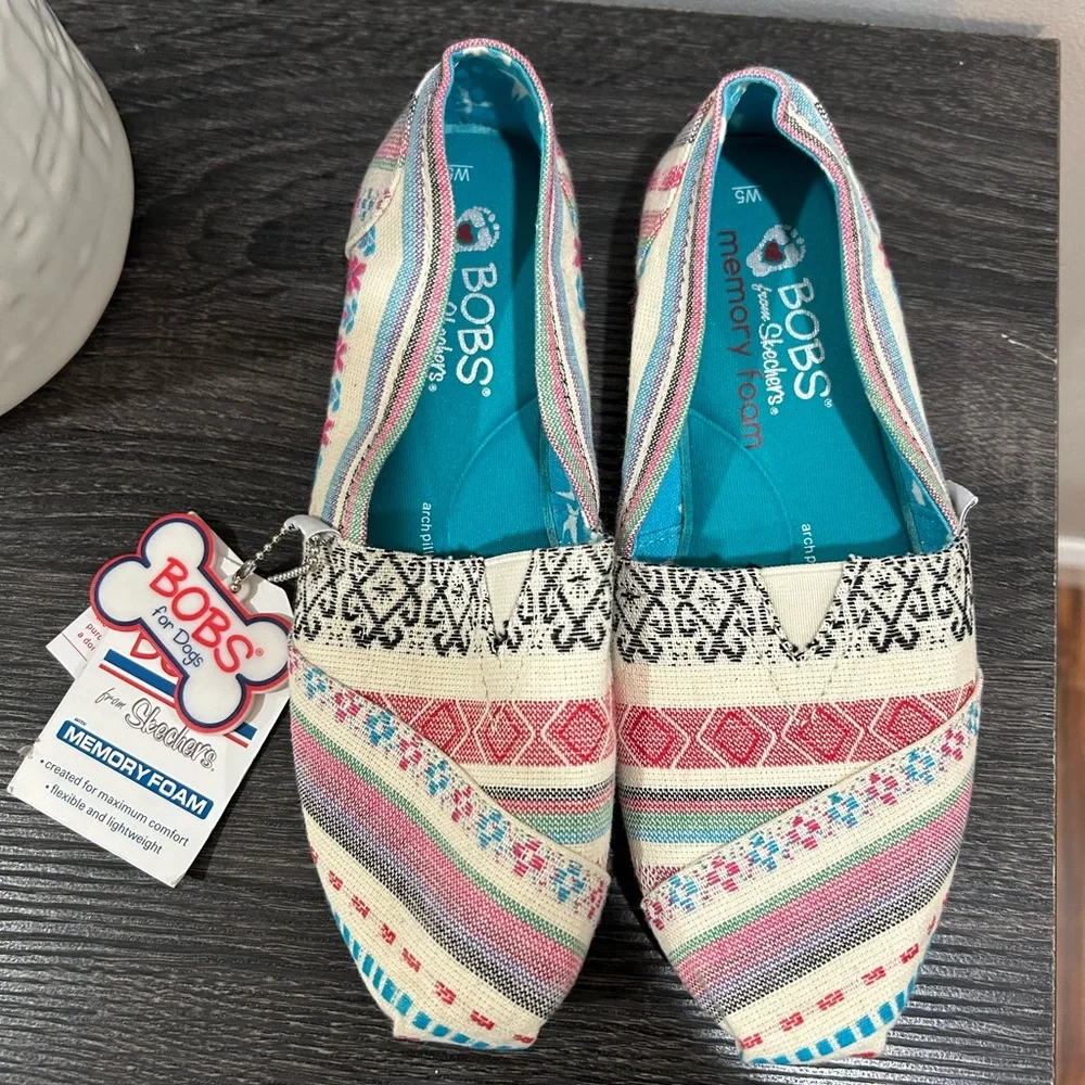 🔆SKECHERS BOBS Memory Foam Aztec Flats size 5! NEW with Tags - Picture 9 of 10